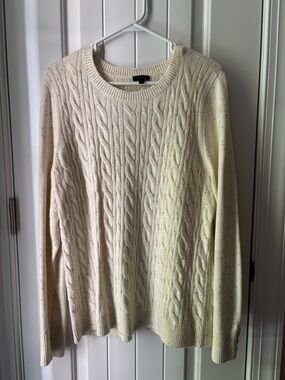 Talbots Ivory Cable Knit Sweater with Colorful Flecks